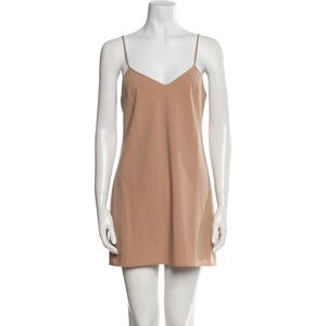 Self-Portrait Beige Tan Mini Satin Slip Dress